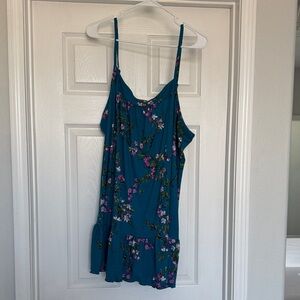 Elegant Floral Teal Chemise